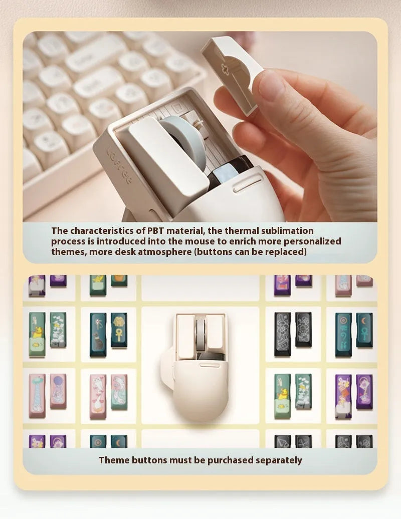 Xiaoqiao tofu colour wireless mouse showing seven buttons and scroll wheel