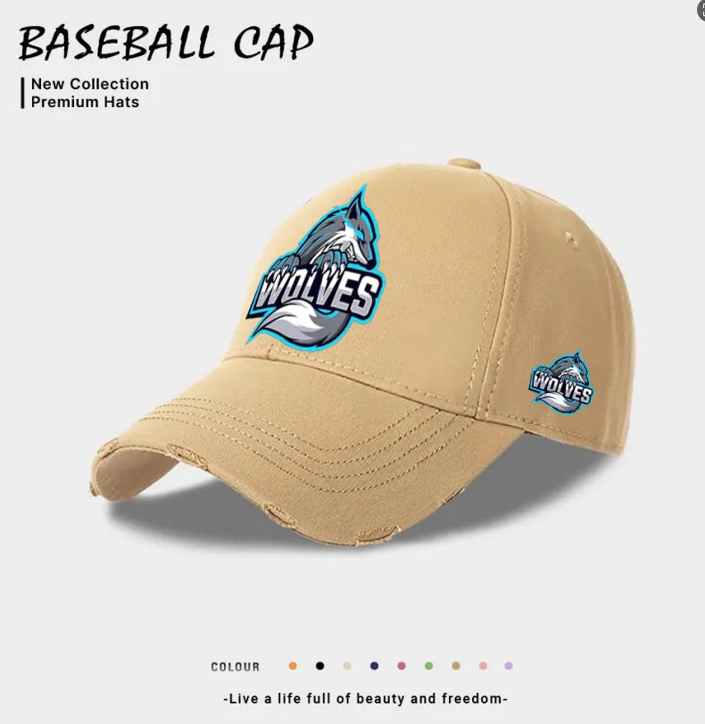 Men's casual baseball cap in European and American style, beige colour, polyester adjustable fit on head