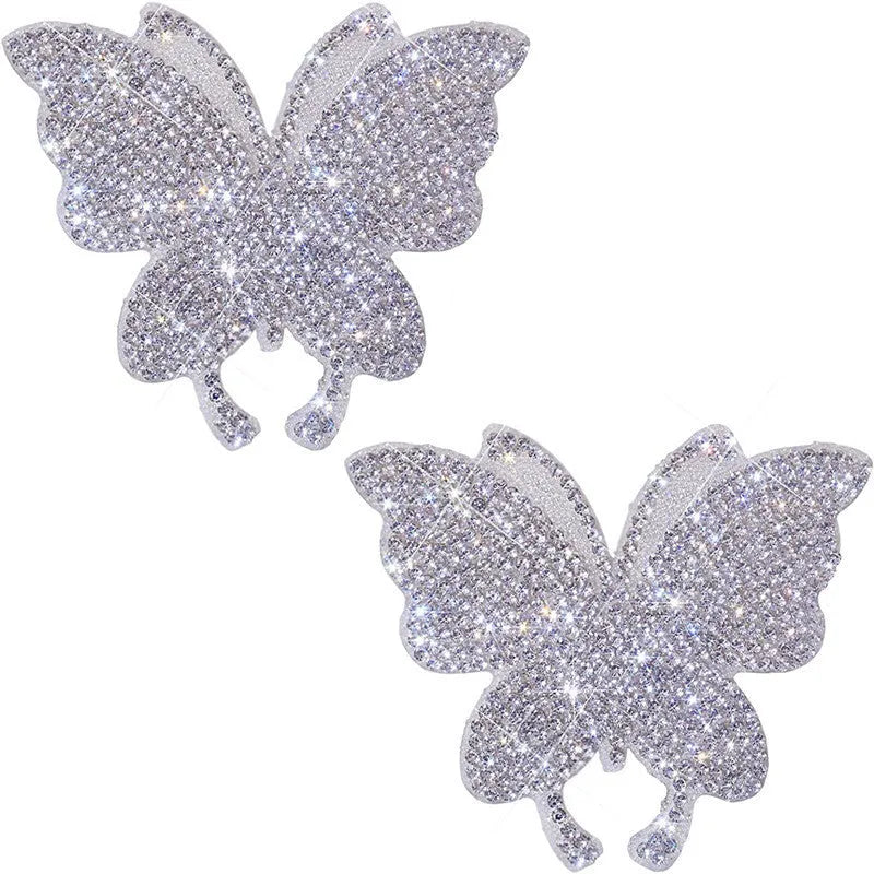 White diamond glass car sticker patch with bear claw and butterfly design