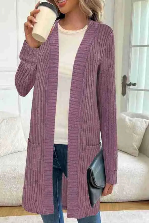 Long sleeve loose fit knitted cardigan jacket in black colour