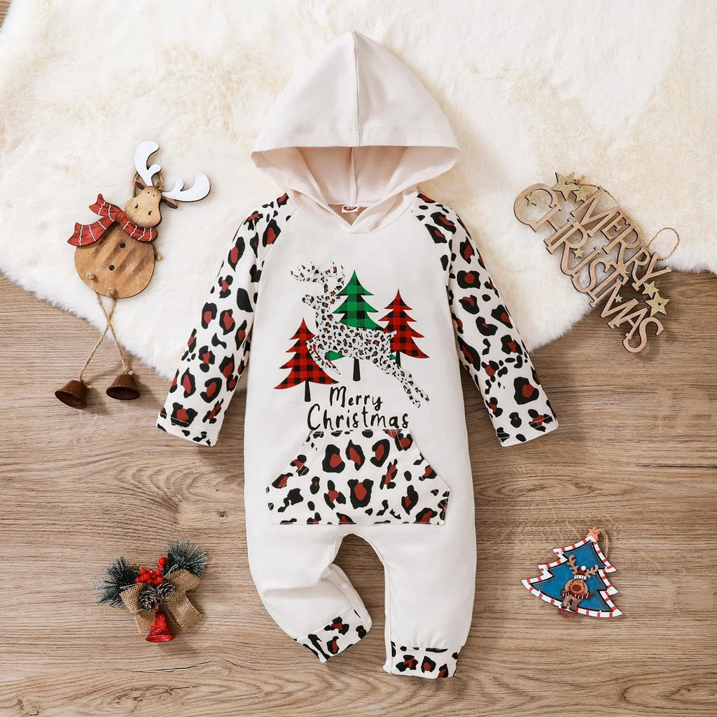 Children's hooded long-sleeve climbing romper in apricot cotton spandex for autumn winter