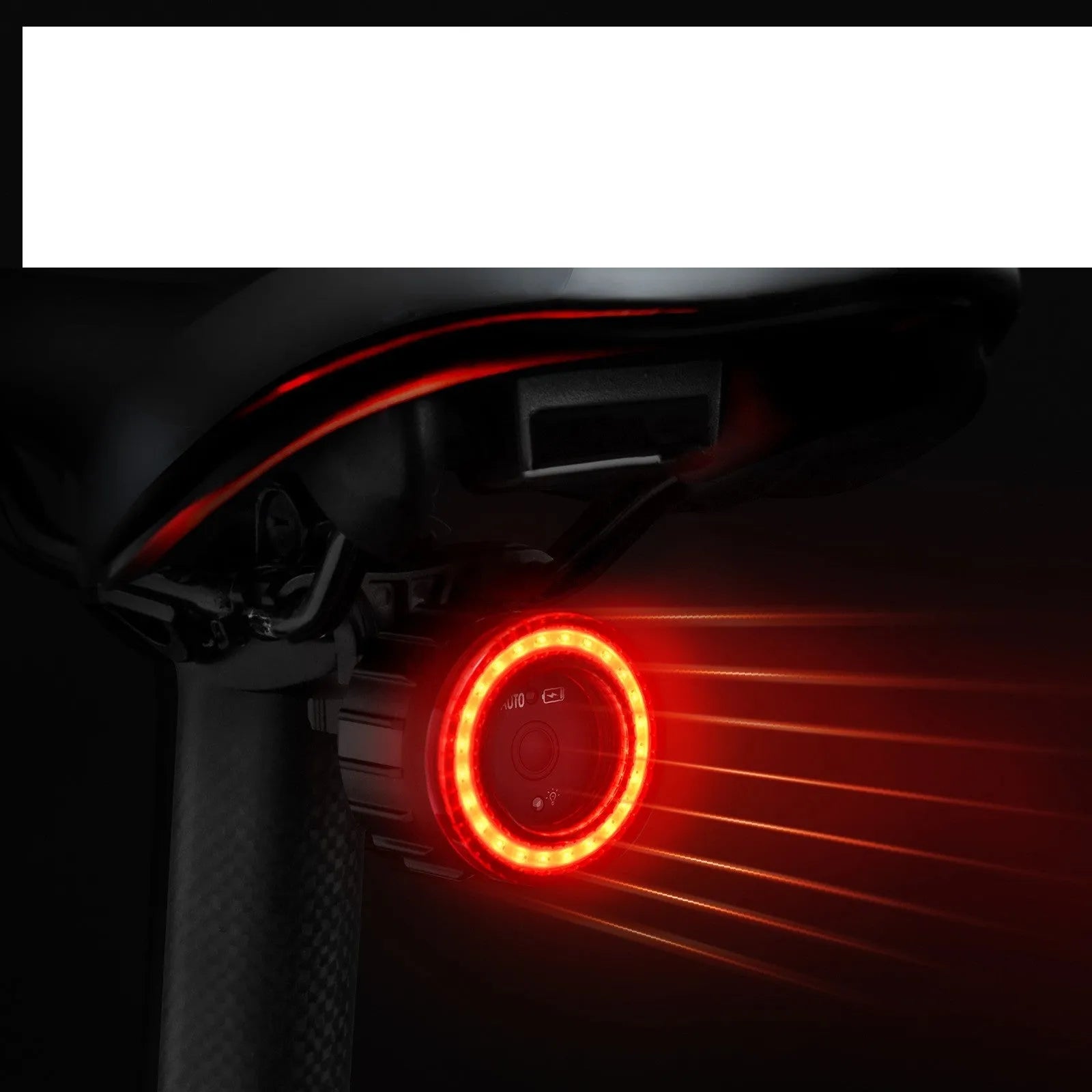 Black intelligent brake induction bicycle taillight with rechargeable battery and mounting brackets