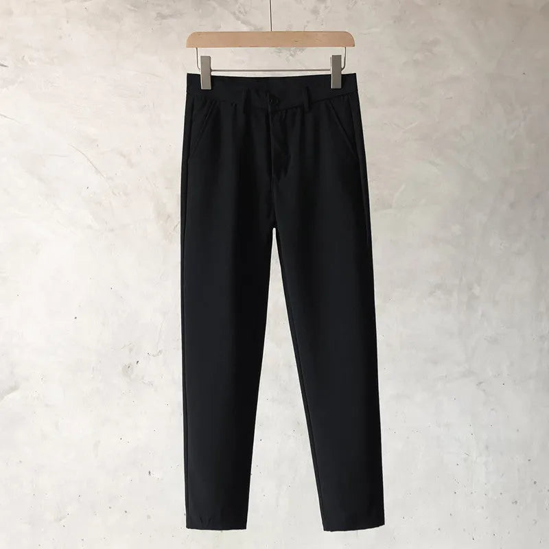 Boys slim straight wool trousers in tapered business casual style