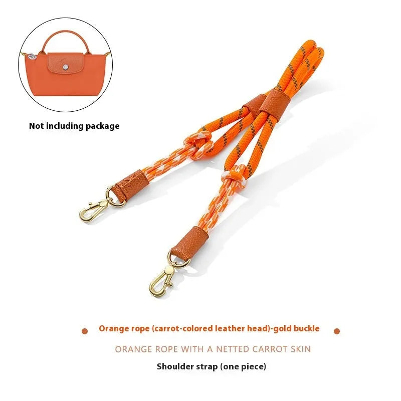 Braided nylon and cowhide leather crossbody strap with alloy buckle for bag modification