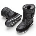 Children's waterproof fleece-lined mid-top snow boots with slip-resistant rubber sole, sizes 25-41, multiple colours