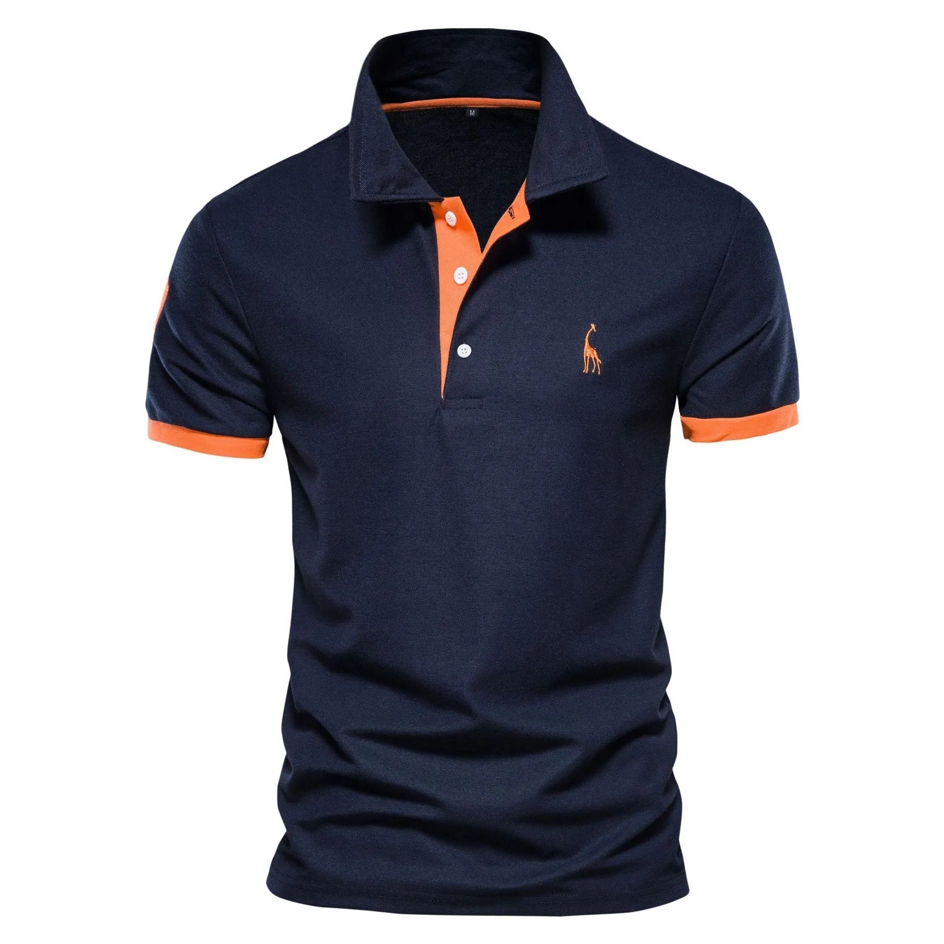 Men's slim fit short sleeve T-shirt with a detailed embroidered deer design on the chest.