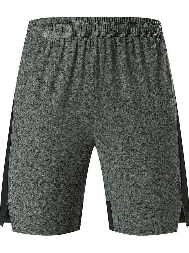 Men's forest green spandex casual shorts with five-point construction and mid-waist design