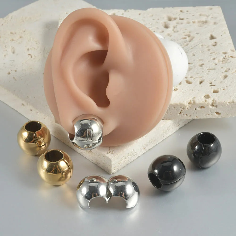 Stainless steel hollow skull Buddha geometric earrings in electroplated colours for hip hop style