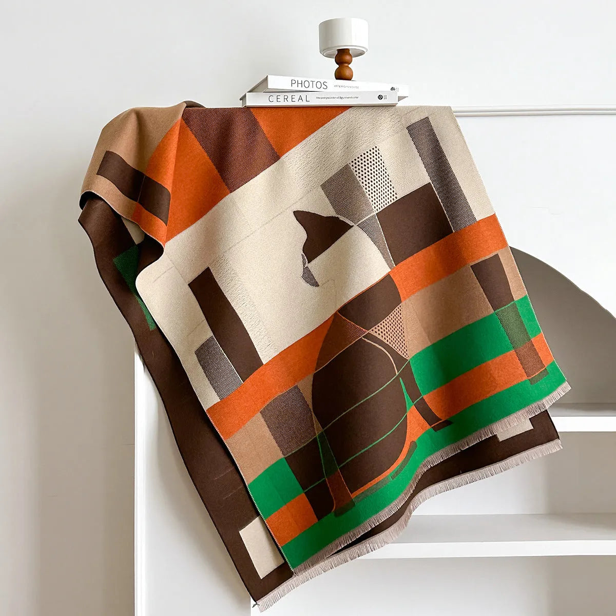 European American style imitation cashmere scarf shawl in beige colour measuring 185x65cm