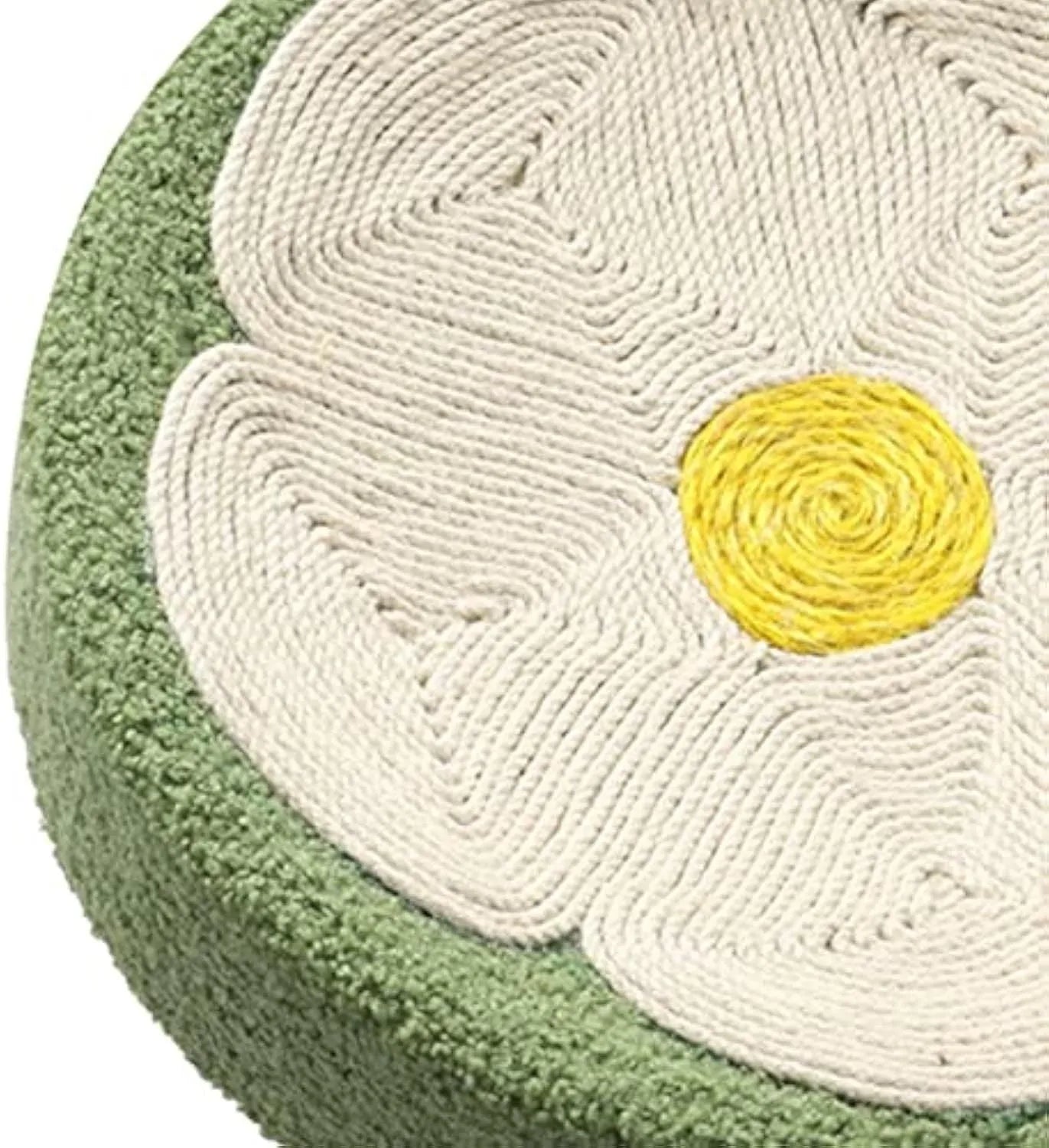 Green round sisal cat scratching pad and lounge bed bowl for kittens