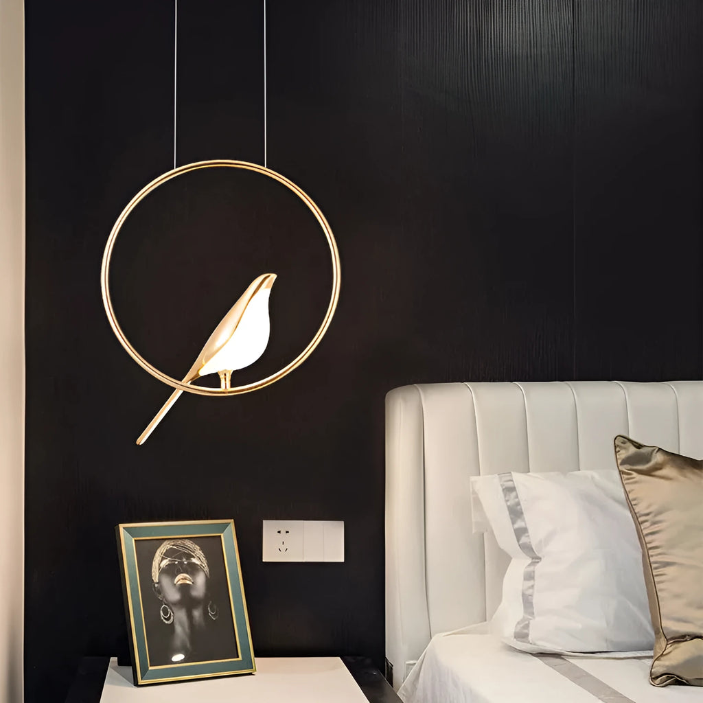 Modern minimalist magpie bird design chandelier with zinc alloy and acrylic construction