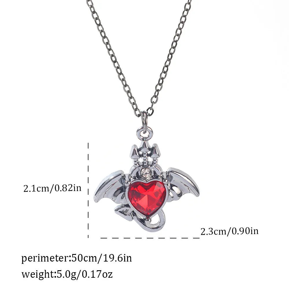 Dark style Halloween necklace with spider and bat pendant designs in electroplated zinc alloy