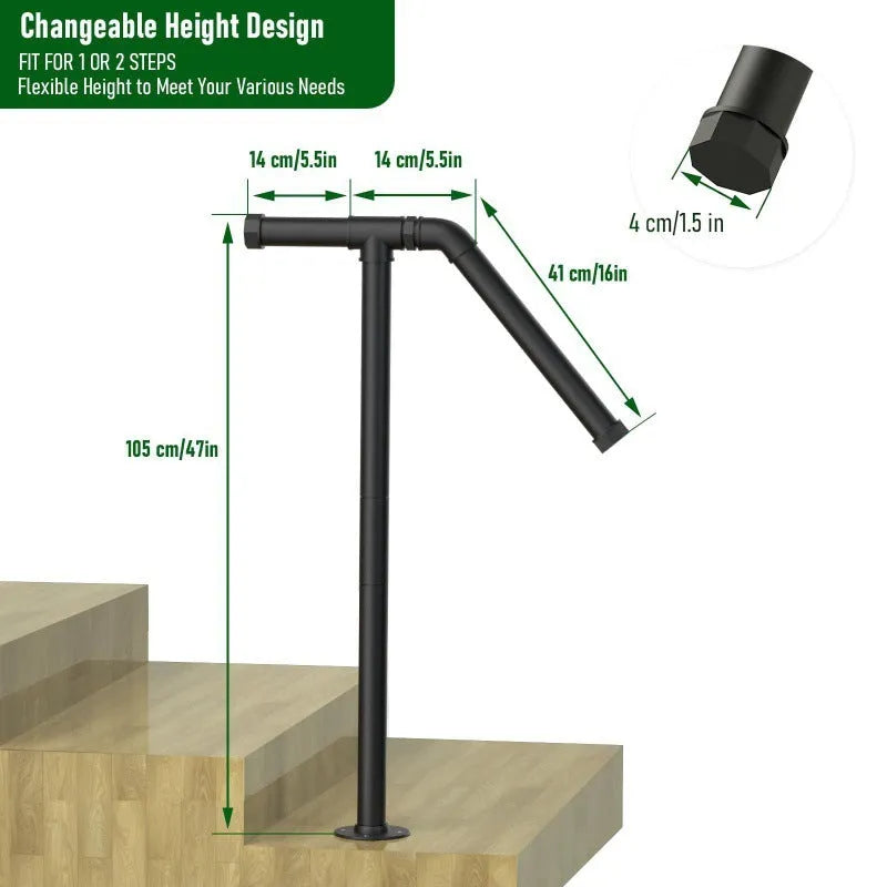 Black metal ladder support in American minimalist design for step ladder stabilisation