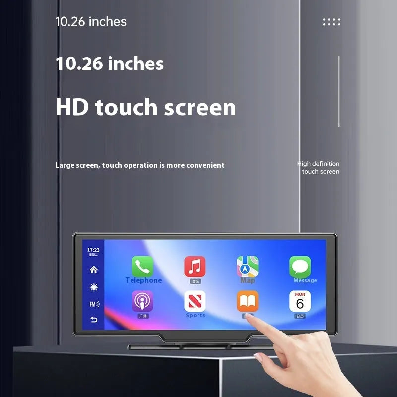 10 inch car smart touchscreen display with CarPlay, driving recorder, and reversing camera functions