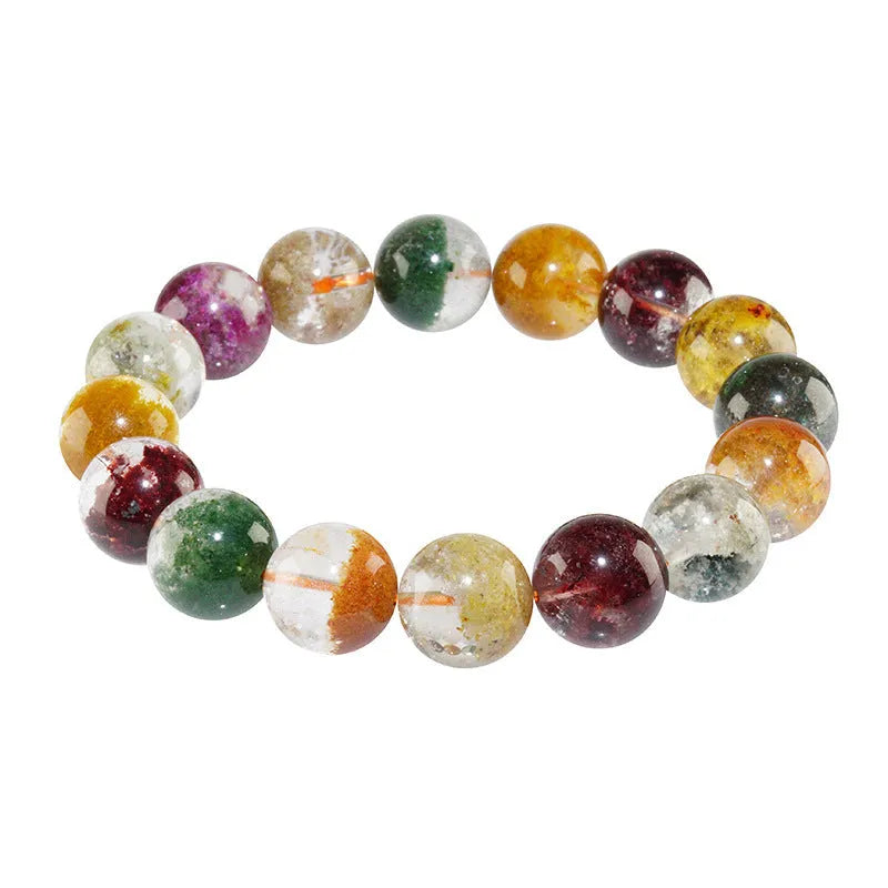 Crystal bead bracelet with 10mm colourful ghost cornucopia design and ethnic retro styling