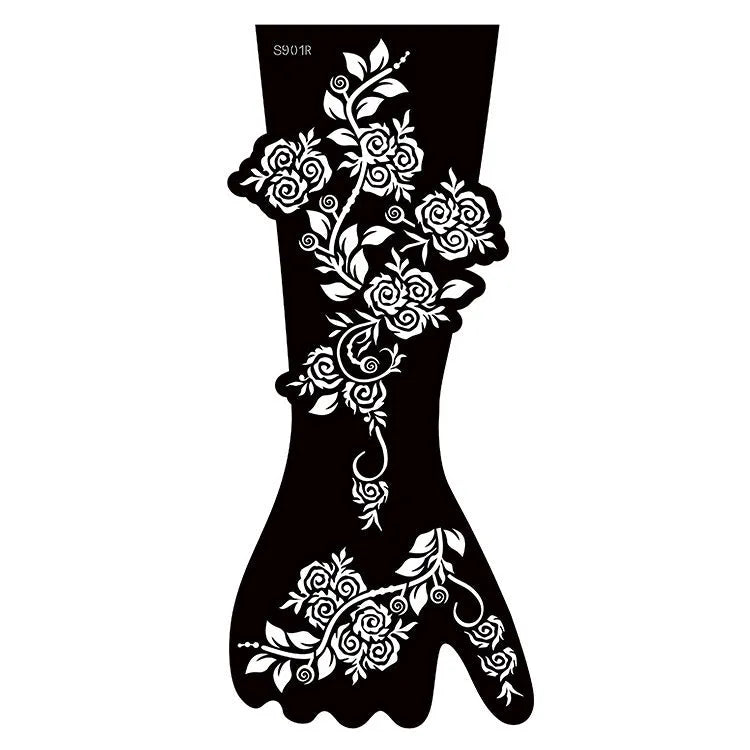 Pack of geometric hollow template tattoo stickers with machine-cut paper stencils for DIY art.