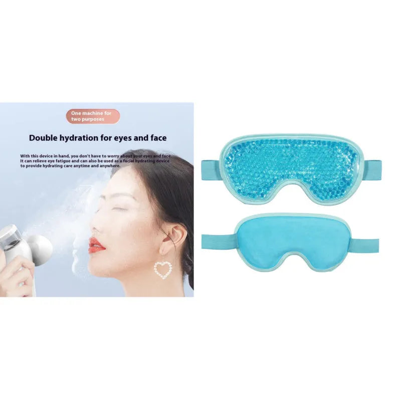 White rechargeable hot and cold compress eye mask with USB charging cable