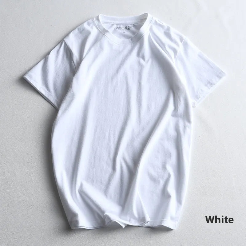 Men's solid colour combed cotton t-shirt with round neck and short sleeves