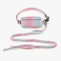 Hands-free adjustable dog leash with reflective traction rope and waist belt in blue