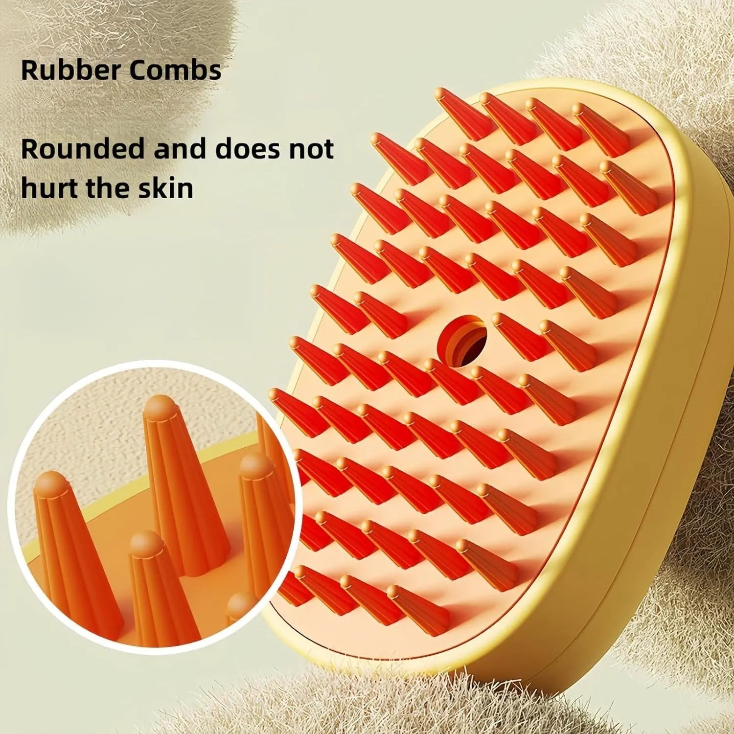 White or yellow rechargeable pet steam brush with water tank for dogs and cats
