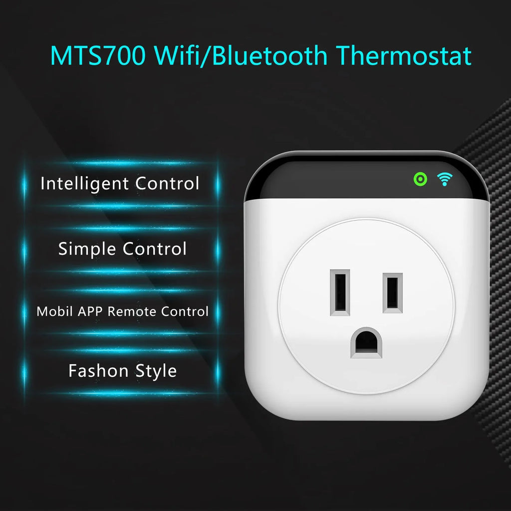 White Tuya temperature control smart socket with temperature sensor probe for US outlets