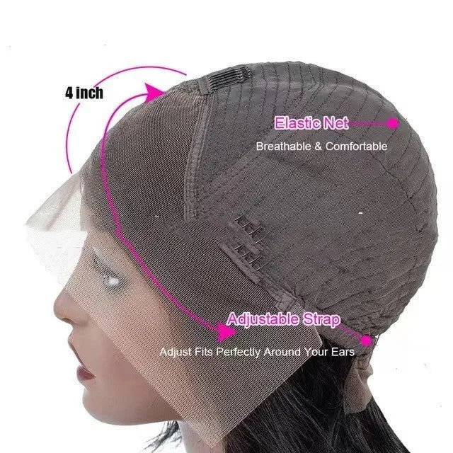 Human hair lace front wig with 4x4 lace frontal in star fashion style, available in multiple lengths
