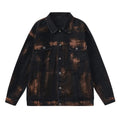 Black men's cotton denim jacket with fashion holes and street style design
