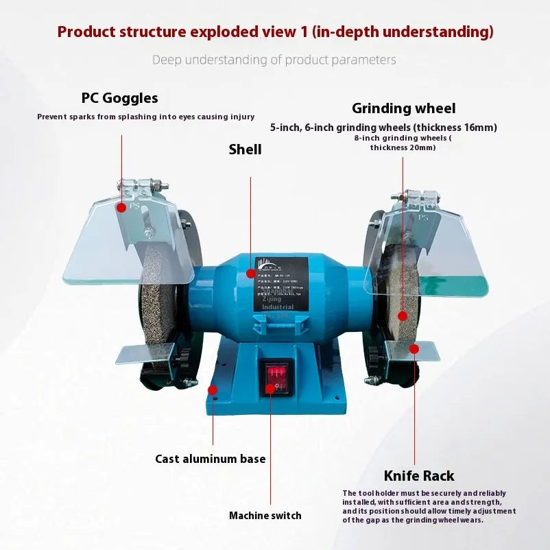 5-inch desktop grinding machine with metal construction for sharpening knives