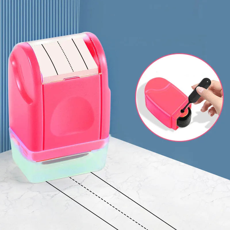 Rectangular plastic roller seal for English line stamping in seven colours