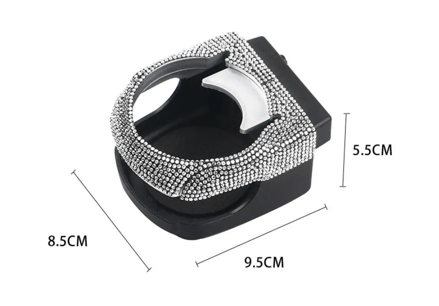 Diamond decorated car water cup holder bracket mounted on air vent