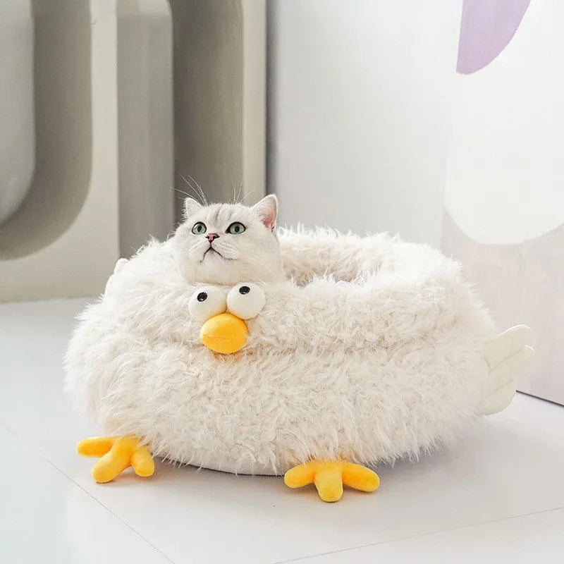 White super soft crystal velvet pet bed measuring 49x49x21cm for cats and small pets