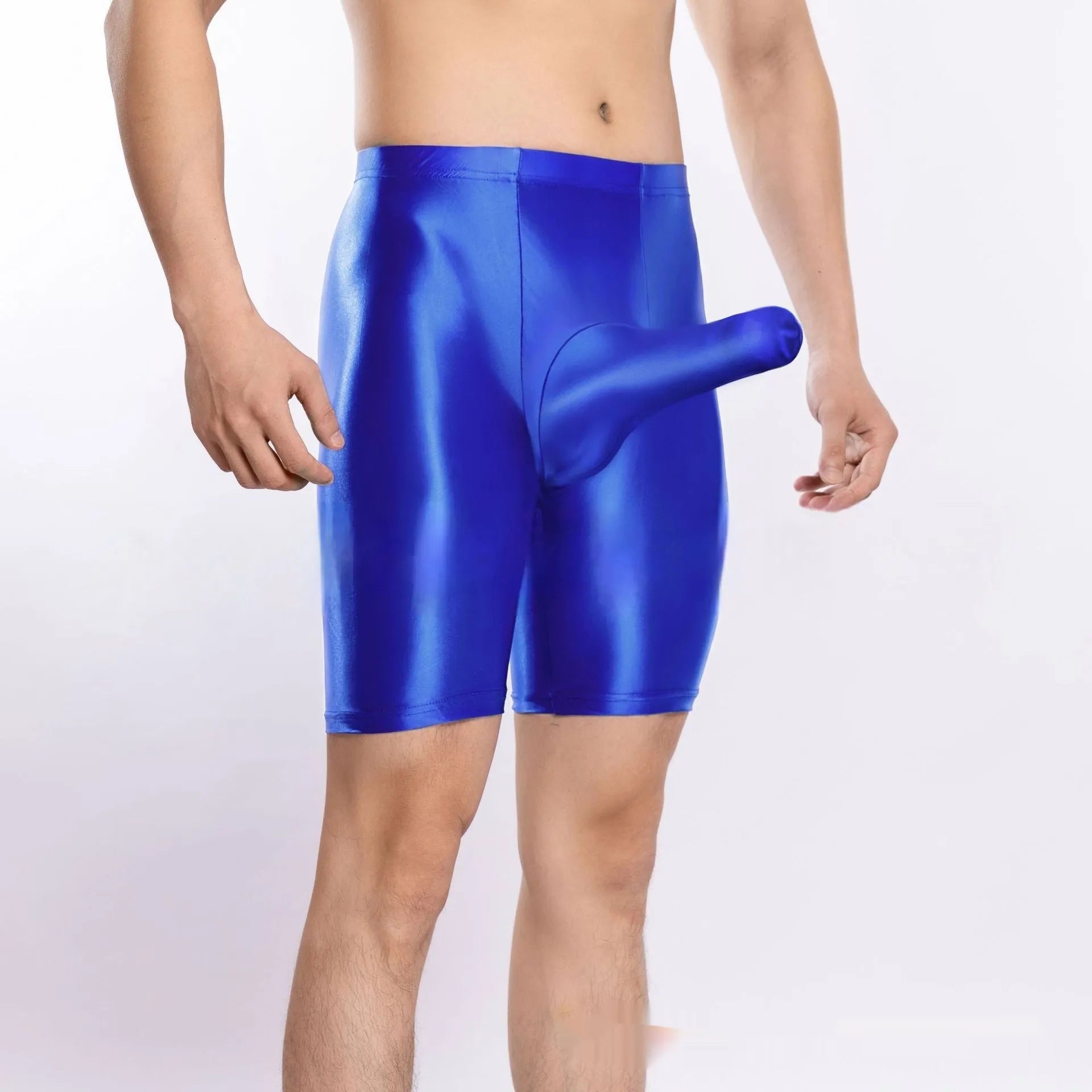 Men's plus size shiny silky nylon sports shorts in multiple colours