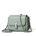 Soft PU women's chain shoulder bag in horizontal square shape with inner mobile phone compartment