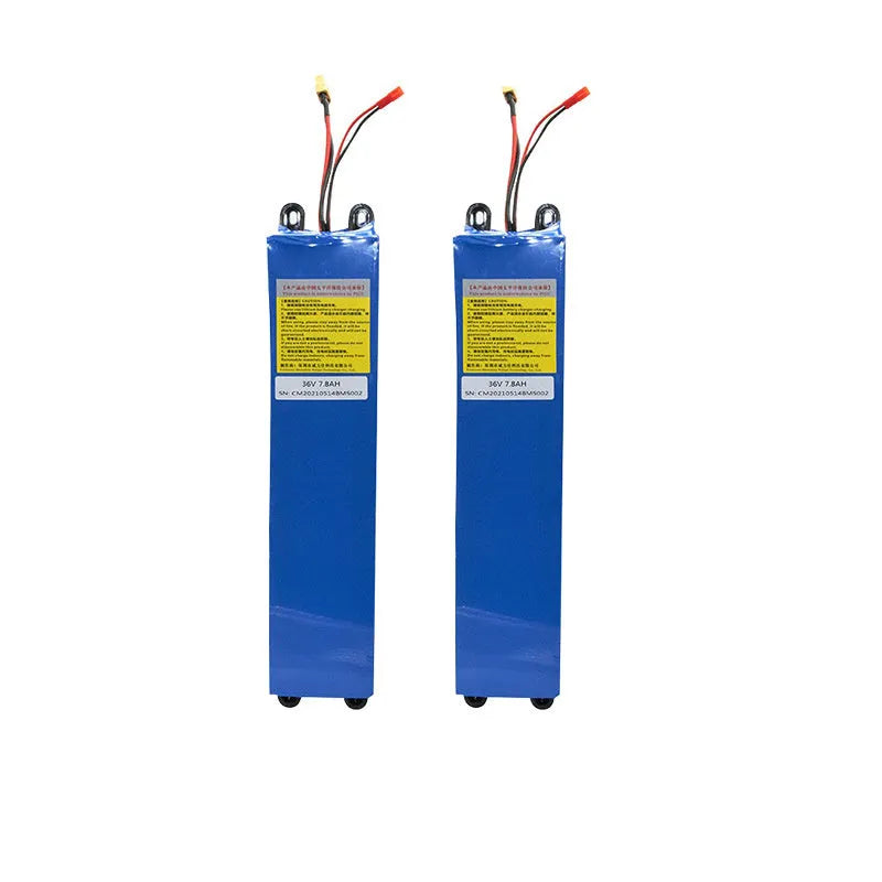 36V lithium battery replacement pack for electric scooters with 6.6Ah, 7.8Ah and 10.4Ah capacity options.
