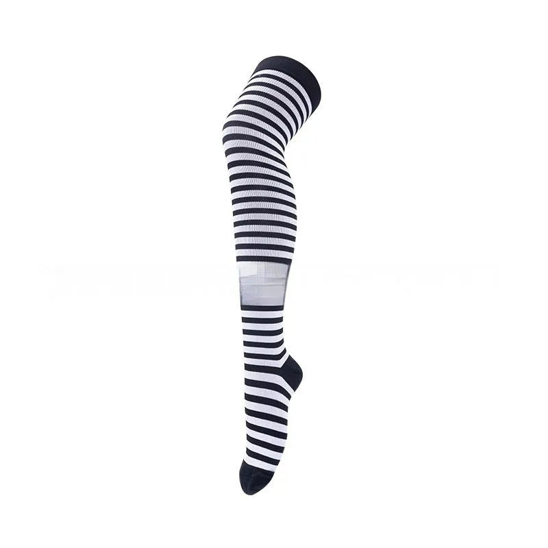 Outdoor sports running cycling long compression socks knee high quick dry polyester in multiple colours