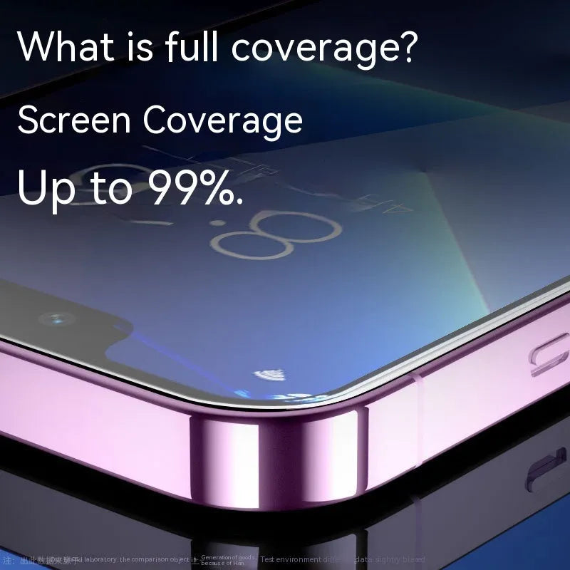 Tempered glass screen protector for iPhone showing HD and frosted privacy options.