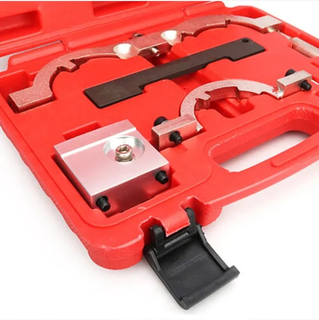 Red chrome-vanadium steel timing tool set for Opel 1.4 LUJ engine repair.