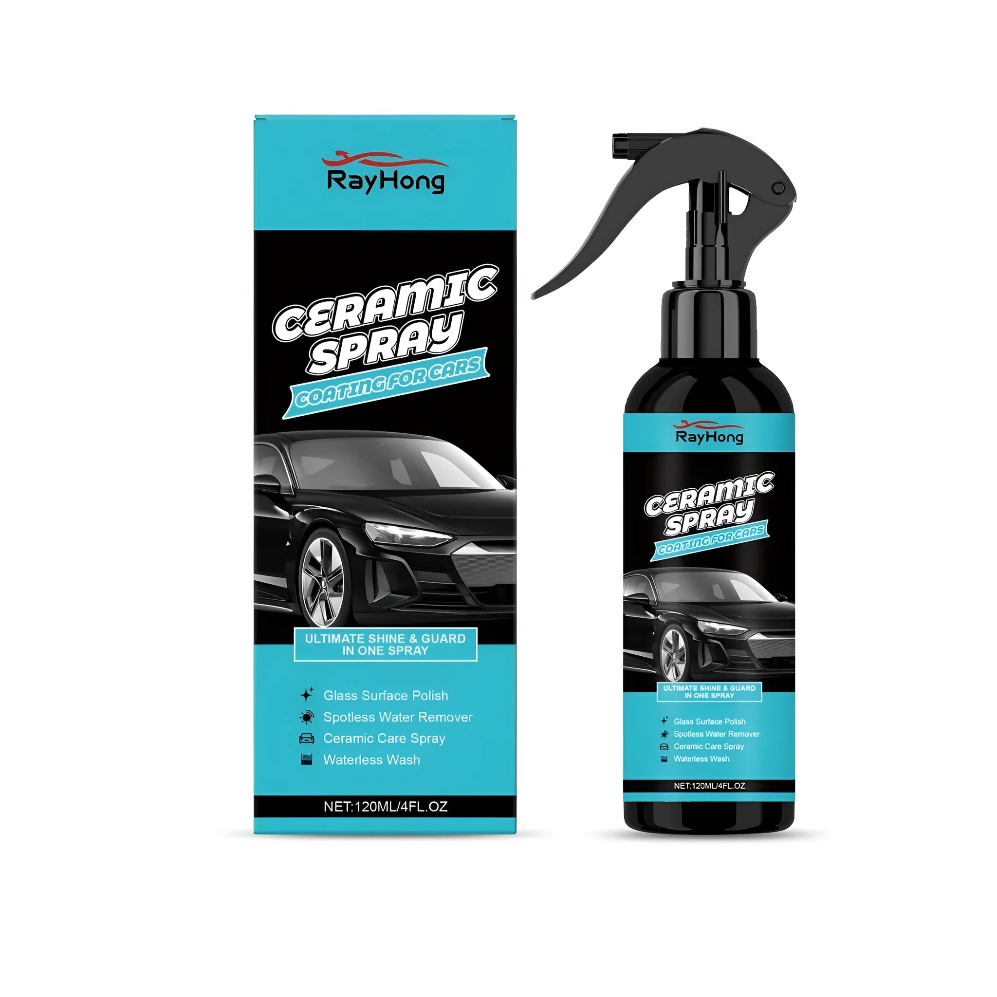 120ml bottle of PTFE ceramic coating spray for automobile paint protection with water repellent properties