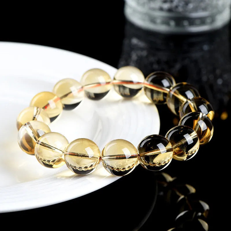 Natural citrine scattered beads ball bracelet in 7A grade, shown in gold and amber tones with textured bead design.