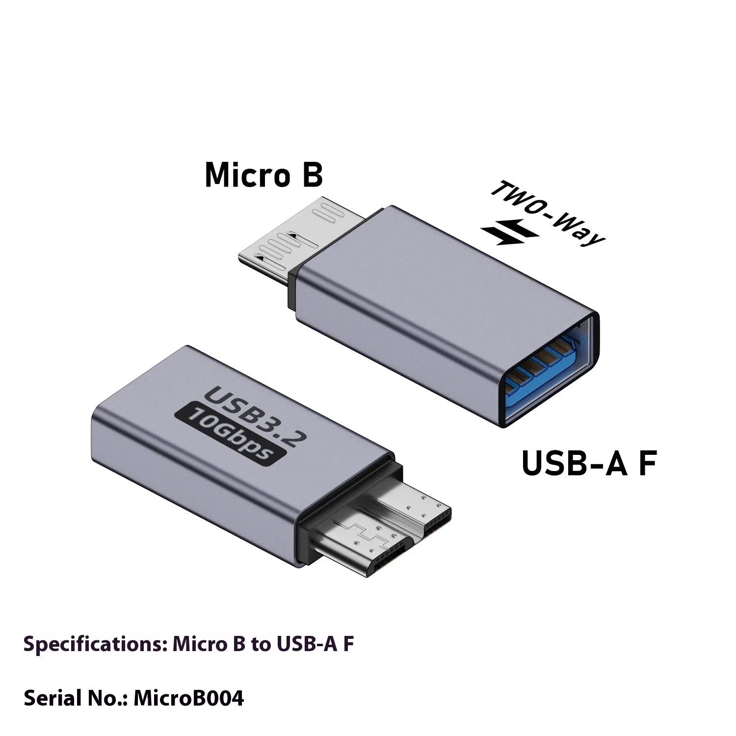 Micro B adapter for data transfer and charging, showing Type C and USB to Micro B connector options