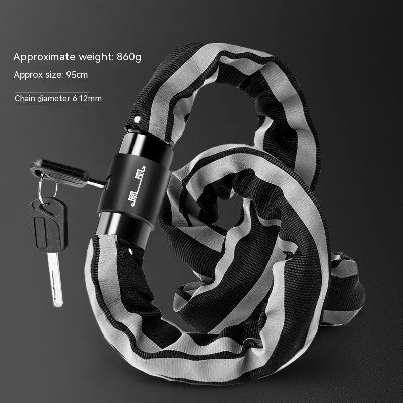 95cm zinc alloy mountain bike chain lock with anti-hydraulic shear construction in black or yellow
