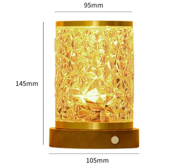 Rotating water ripple night light with acrylic shade on solid wood base, 9.5x14.5x10.5cm