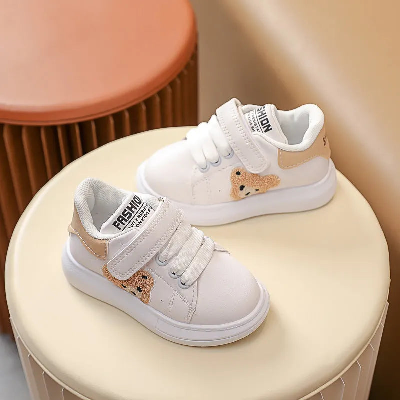 Baby Bear children's sports shoes in black with cartoon pattern, lightweight rubber sole, sizes 21-30