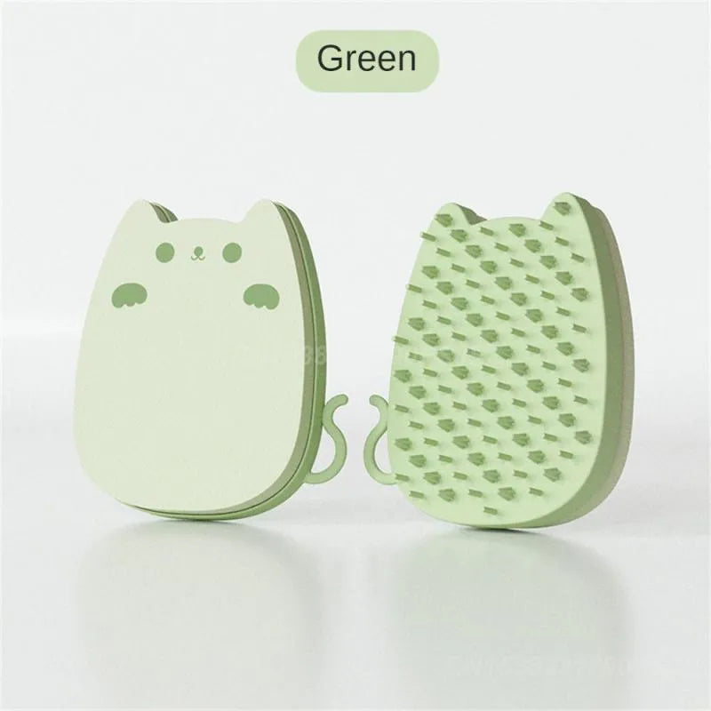 Brown blue or green silicone pet hair brush with dual bristles for cats and dogs