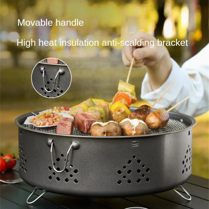 Portable stainless steel barbecue grill with detachable design and storage bag for outdoor camping