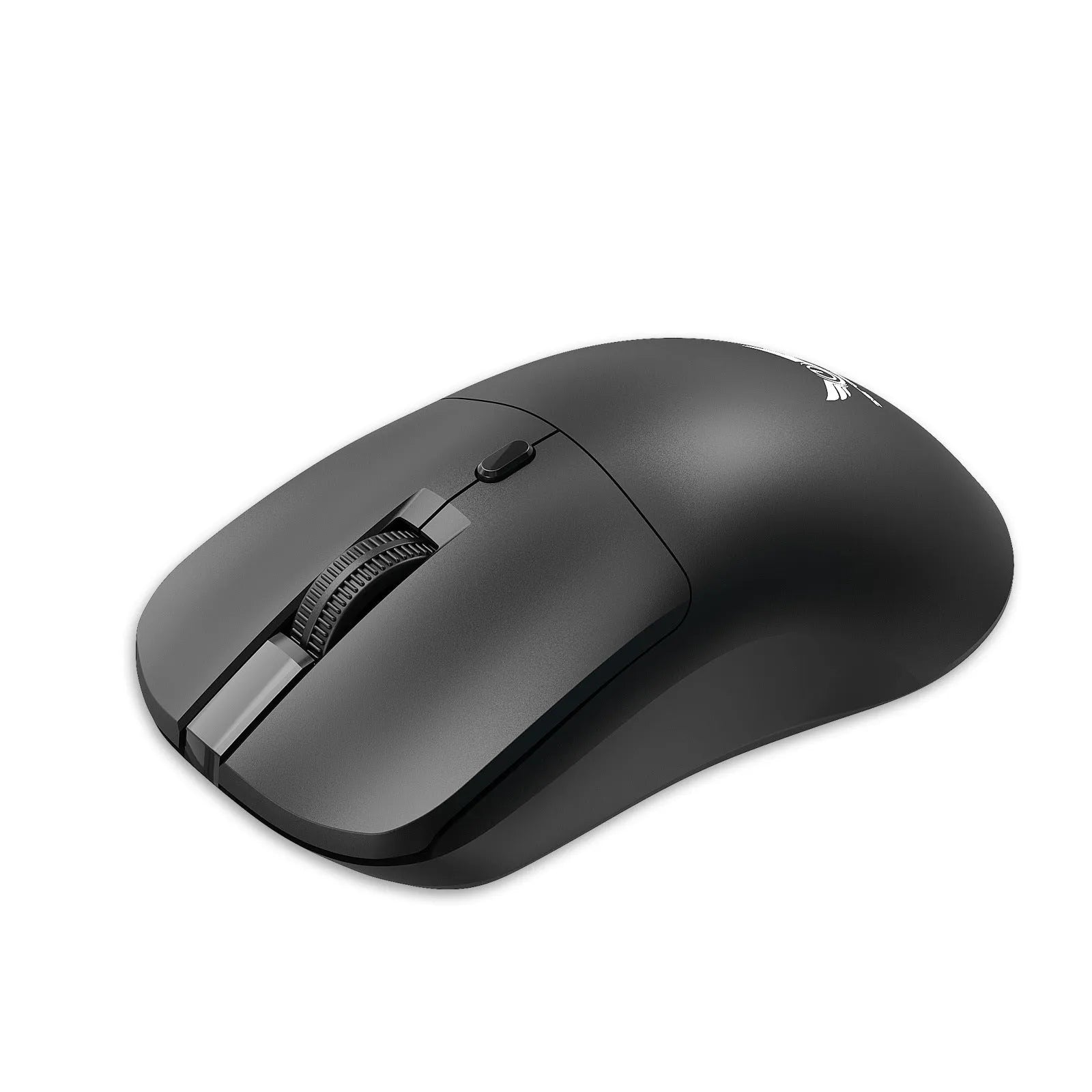 Black wireless computer mouse with three buttons for laptop connectivity