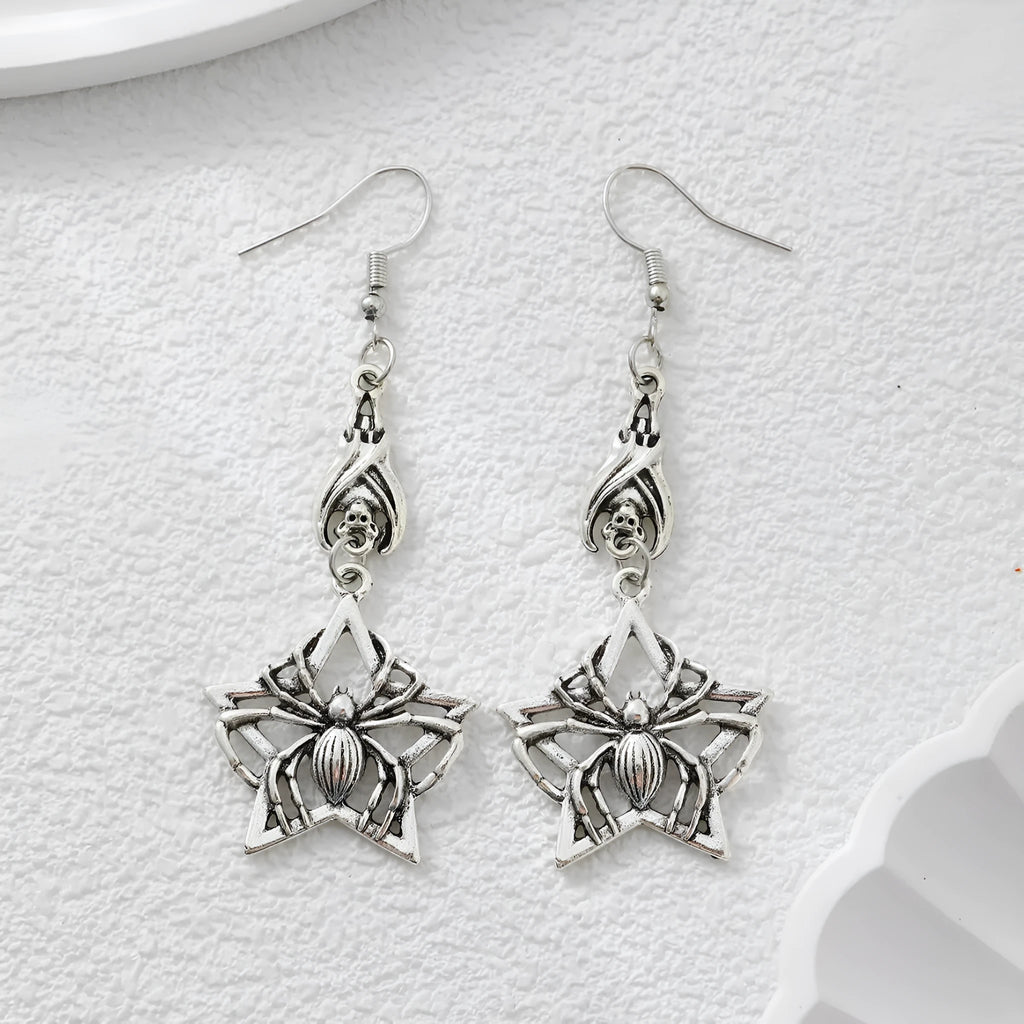 Alloy flower-shaped animal Halloween earrings for women, gothic personality style, colour options AQ-6008 and AQ-6009