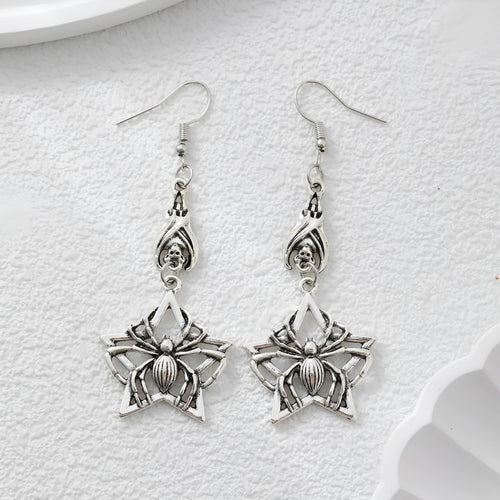 Alloy flower-shaped animal Halloween earrings for women, gothic personality style, colour options AQ-6008 and AQ-6009