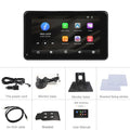 7-inch HD car screen player with universal mounting bracket and suction cup on a black background.