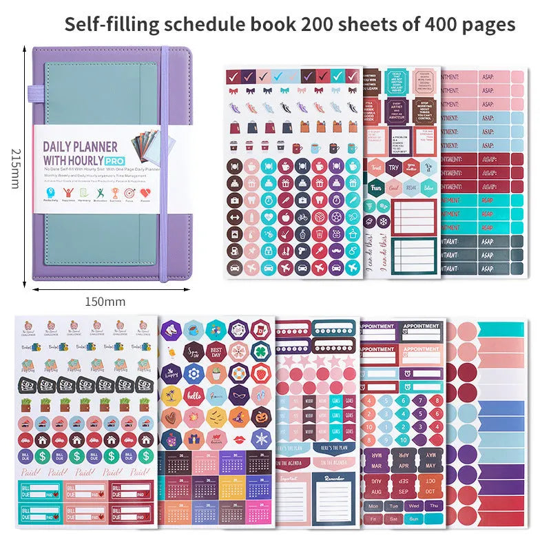 PU cover no-date notebook with thread binding showing 200 sheets of wood-free paper